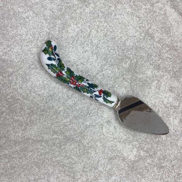 Vintage Sheffield England Christmas Holiday Porcelain & Stainless Steel Cake Pie - Picture 2 of 9